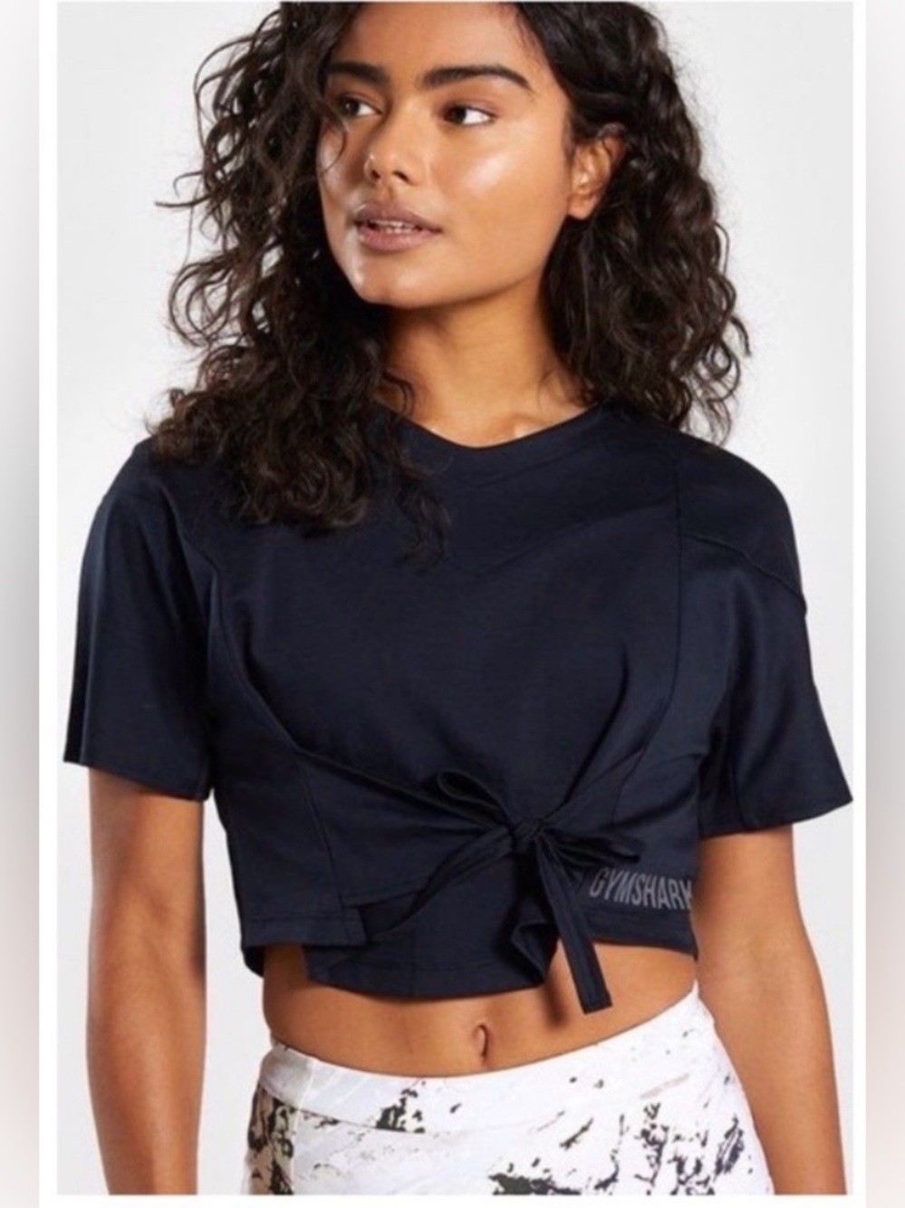 Gymshark Ori Black Tie-Front Crop Top